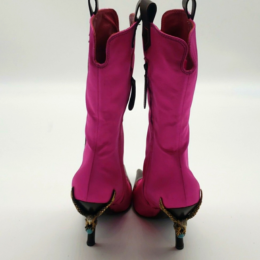 GIUSEPPE ZANOTTI SIZE 40 COLOR PINK SATIN AND BROWN LEATHER 100% AUTHENTIC NEW - Picture 8 of 17